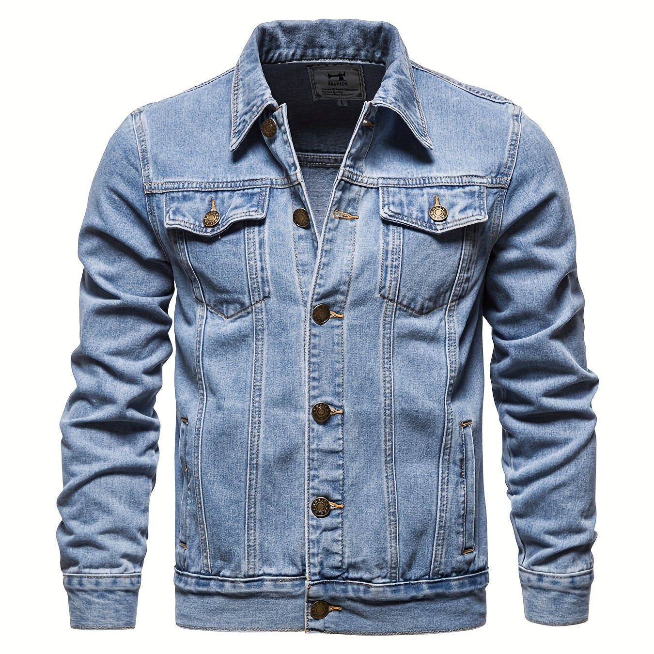 Mens Vintage Workwear Denim Jacket Featuring ExtendedUtility Chest Pockets Everyday