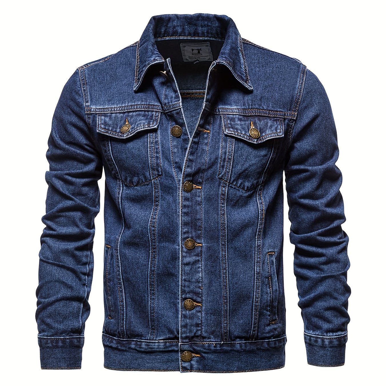 Mens Vintage Workwear Denim Jacket Featuring ExtendedUtility Chest Pockets Everyday