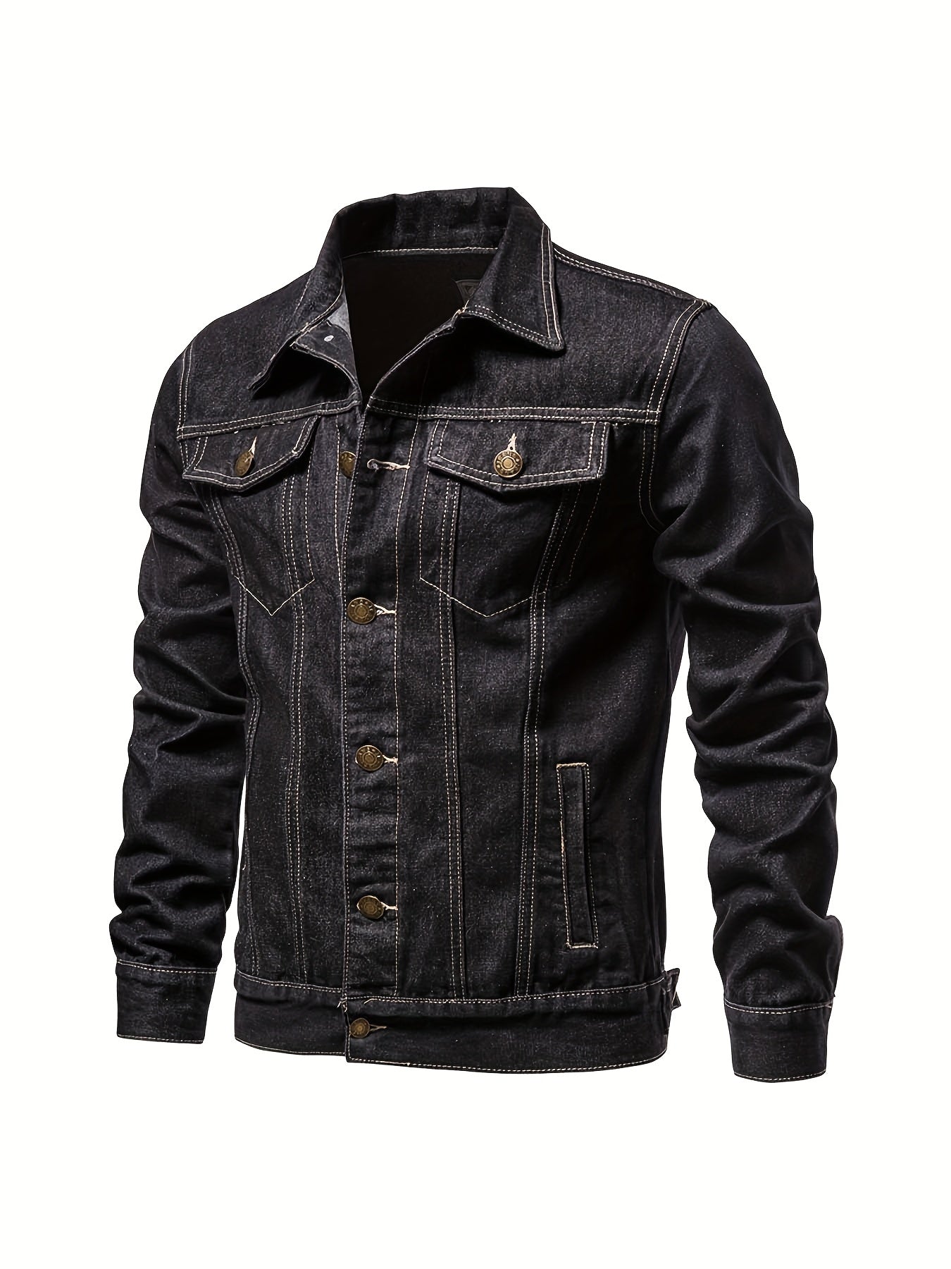Mens Vintage Workwear Denim Jacket Featuring ExtendedUtility Chest Pockets Everyday