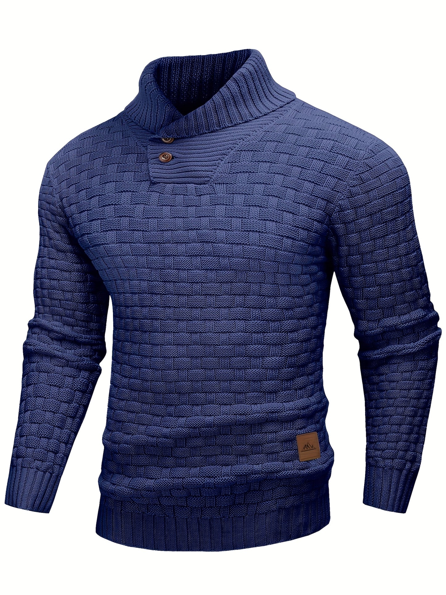 Mens Waffle Knit Sweater Coat With Lapel Collar Button Up For Office And Business Casual Wear