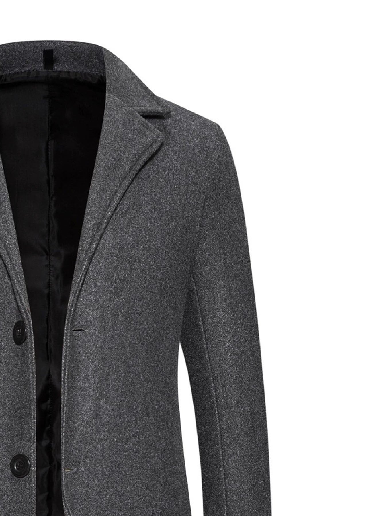 Men's Heavy Windproof Wintertime Overcoat Buttoned Closure Lapel Collar Insulated