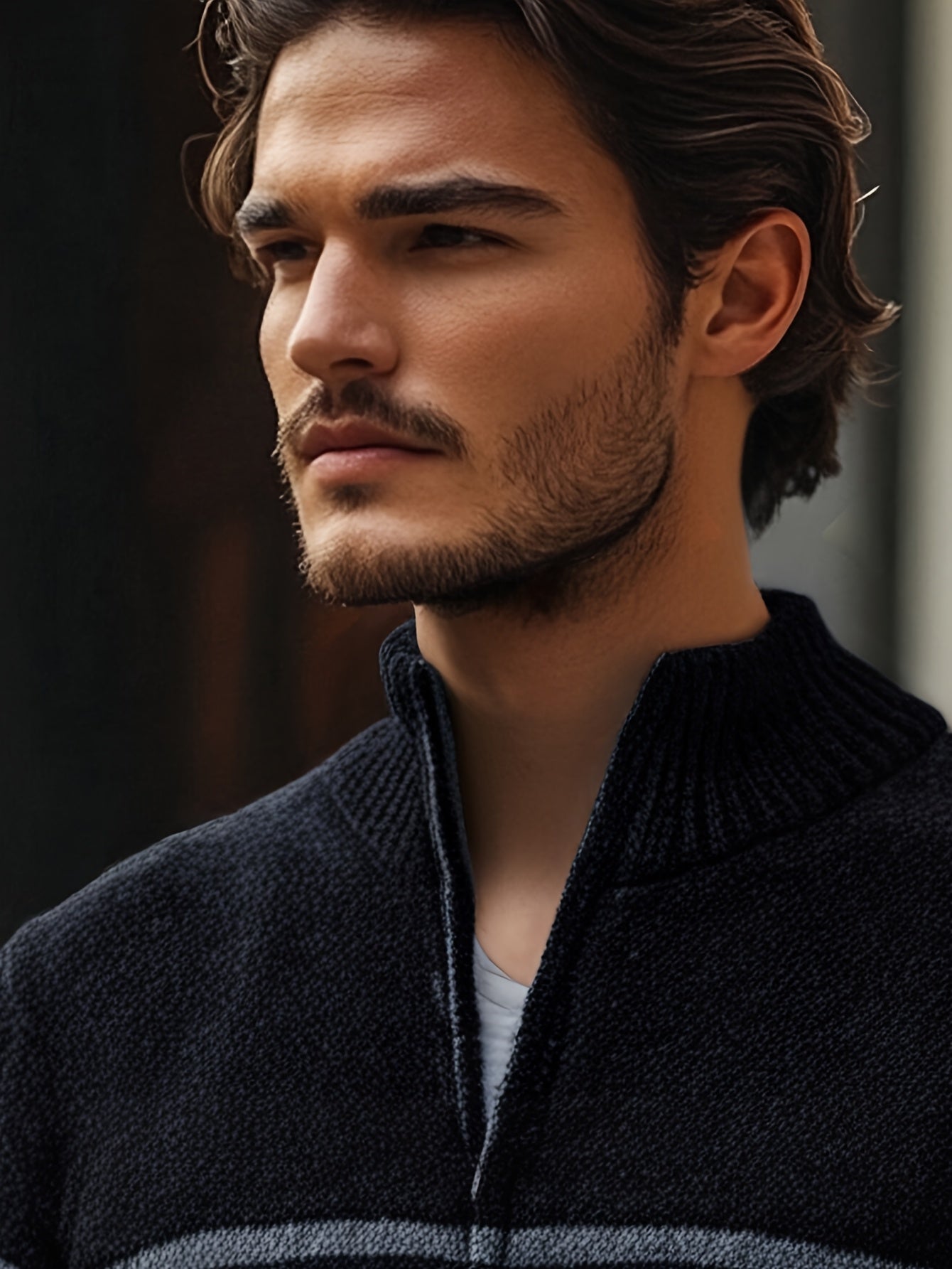 Mens Slim Fit Zip Up Cardigan Jacket Thick Warm Knit Coat With Full Zip Front For Office And Formal Wear