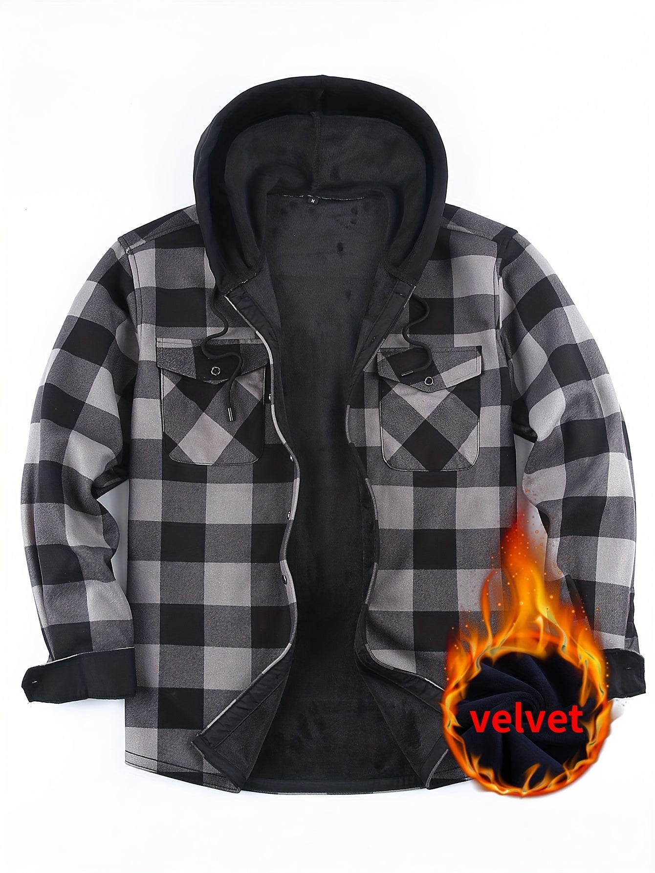 Mens Premium FleeceLined Shacket Hooded Shirt Jacket Allseason Weatherproof Warmth
