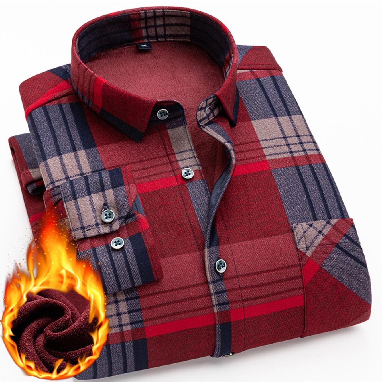 Mens Double Sided Plaid Winter Shirt Jacket For Casual Everyday Warm Durable Outerwear