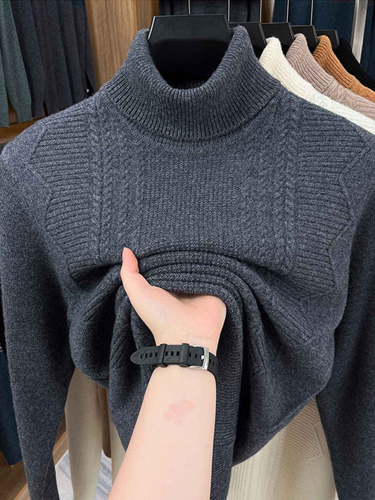 Mens 100 Percent Wool Heavyweight Winter Coat And Sweater With High Neck Turtleneck