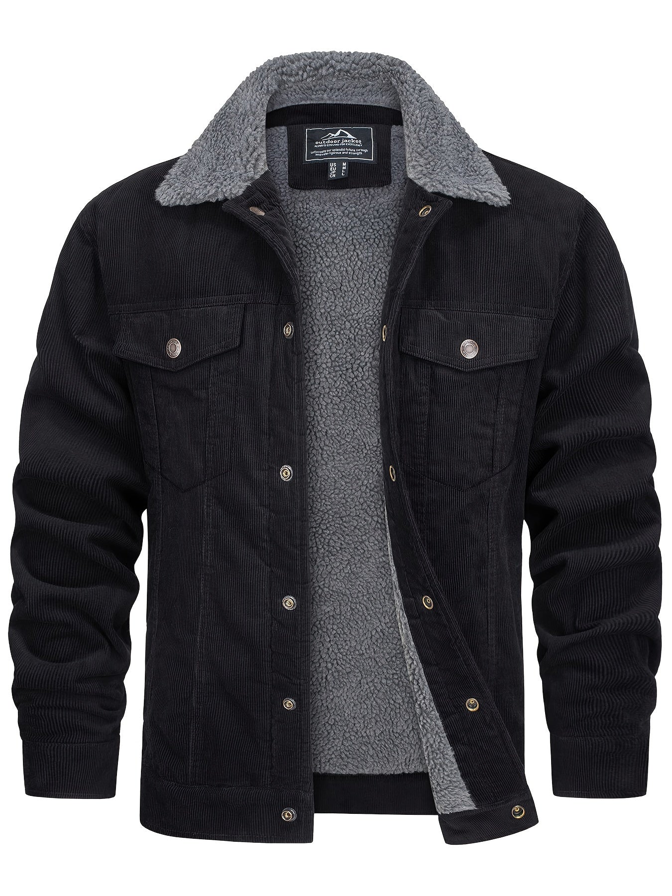 EKLENTSON Mens Winter Corduroy Jacket With Sherpa Lined Warmth TruckerWorkwearStyle