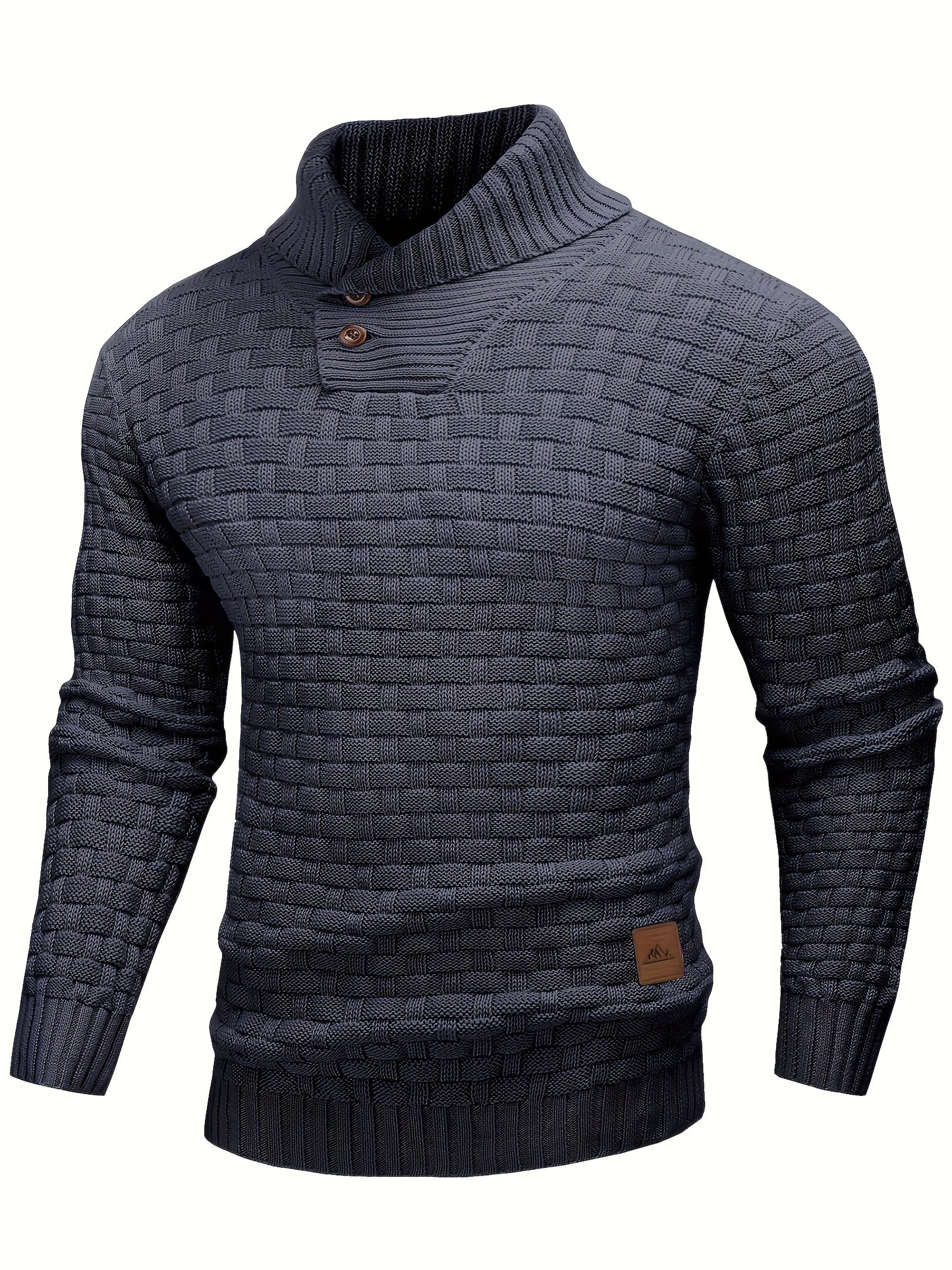 Mens Waffle Knit Sweater Coat With Lapel Collar Button Up For Office And Business Casual Wear