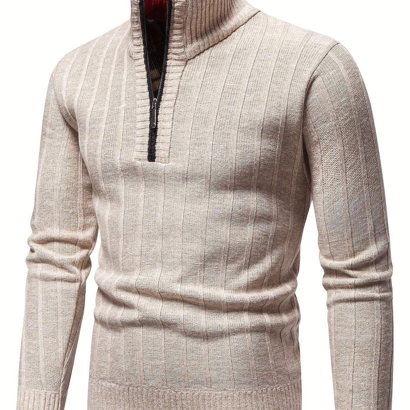 Mens Slim Fit Full Zip Stand Collar Sweater Jacket For Cold Weather Outerwear For Fall And Winter