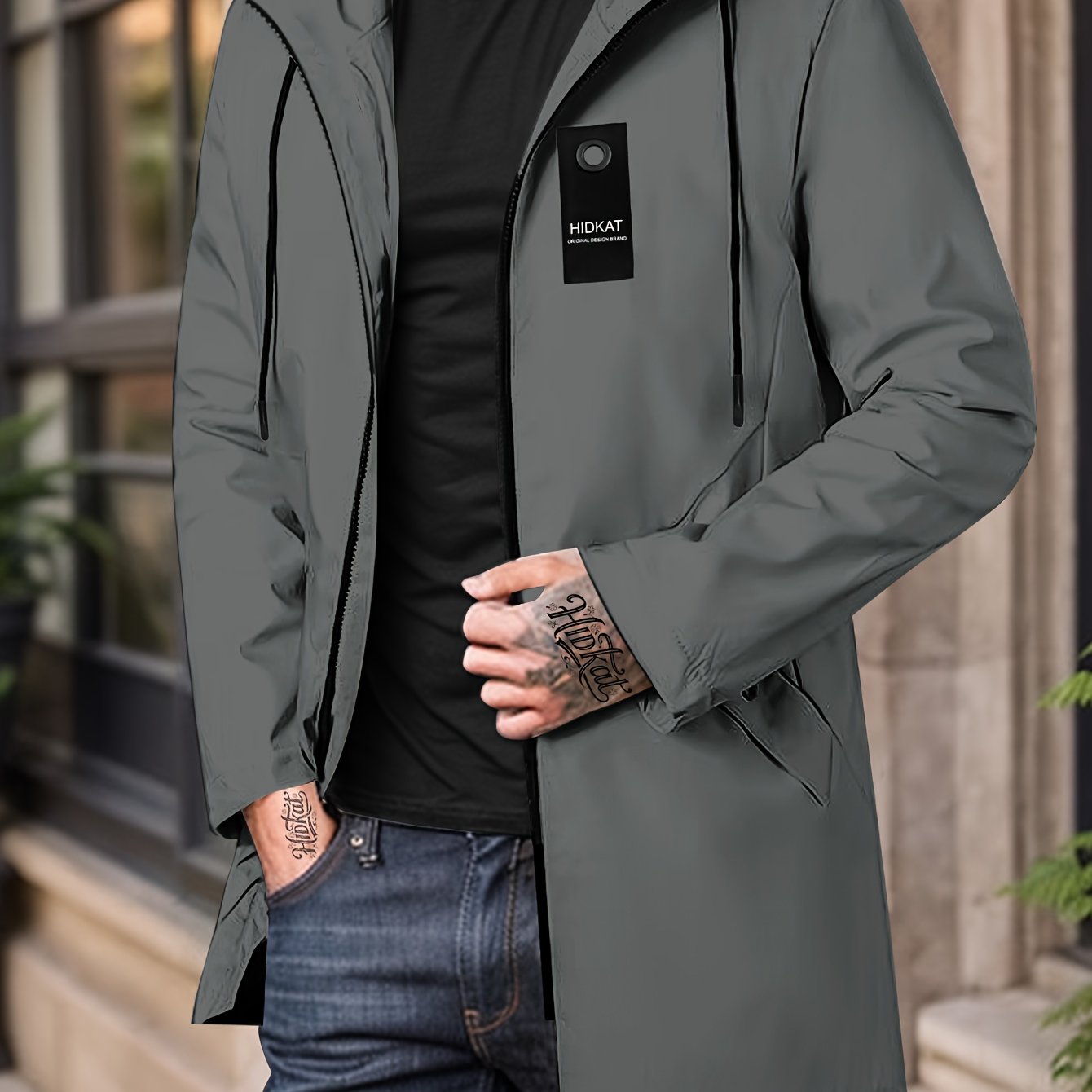 Mens Lightweight Hooded Jacket Full Zip Softshell With Zippered Pockets For Everyday Wear