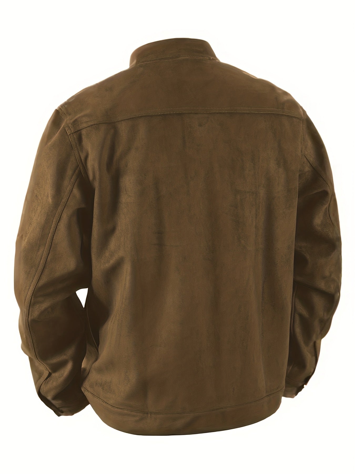 Mens Suede Jacket With Stand Collar And Retro Buttons For Business Casual And Everyday Wear