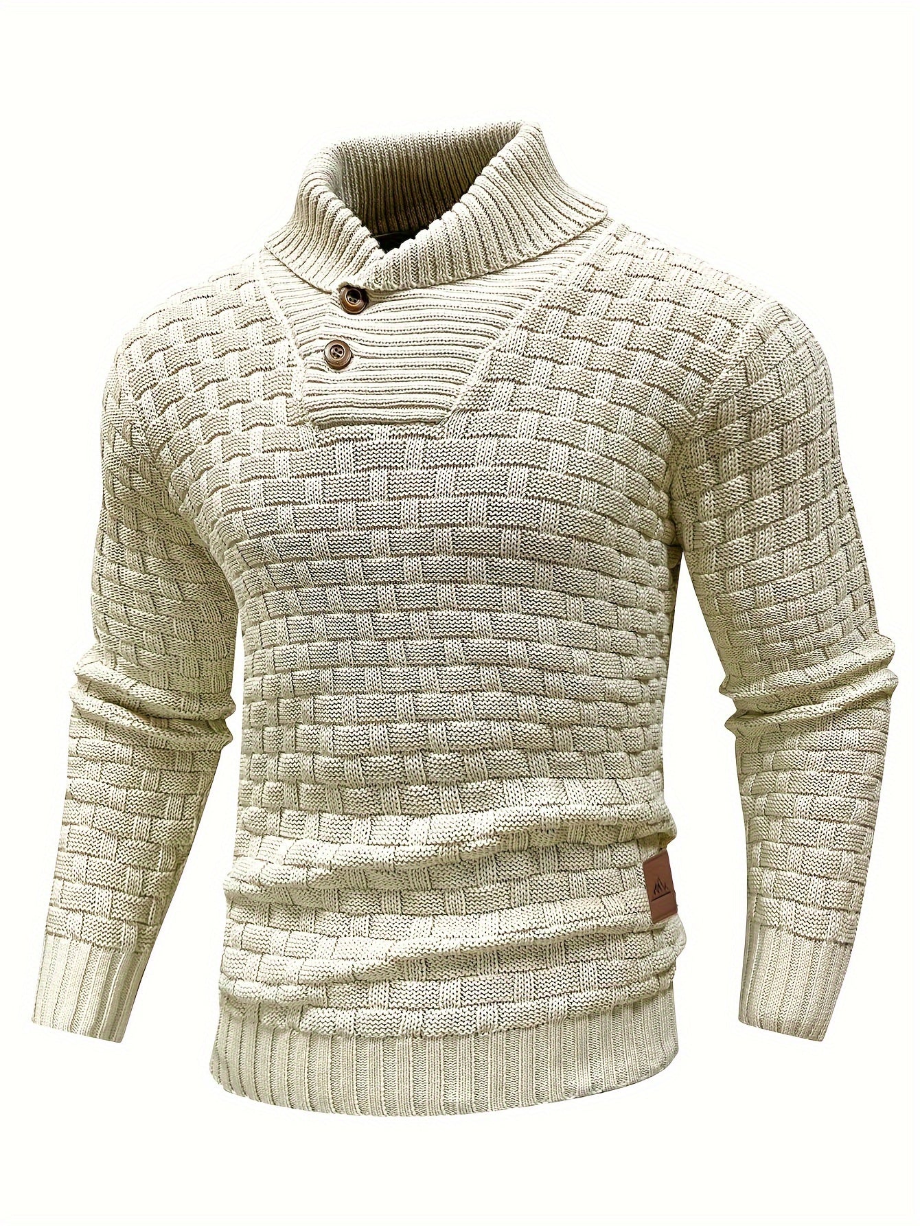 Mens Waffle Knit Sweater Coat With Lapel Collar Button Up For Office And Business Casual Wear