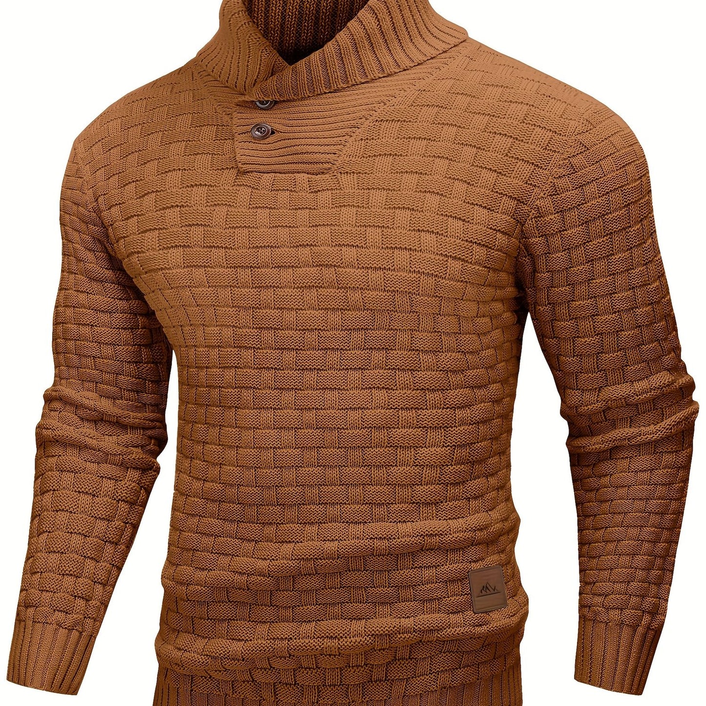 Mens Waffle Knit Sweater Coat With Lapel Collar Button Up For Office And Business Casual Wear