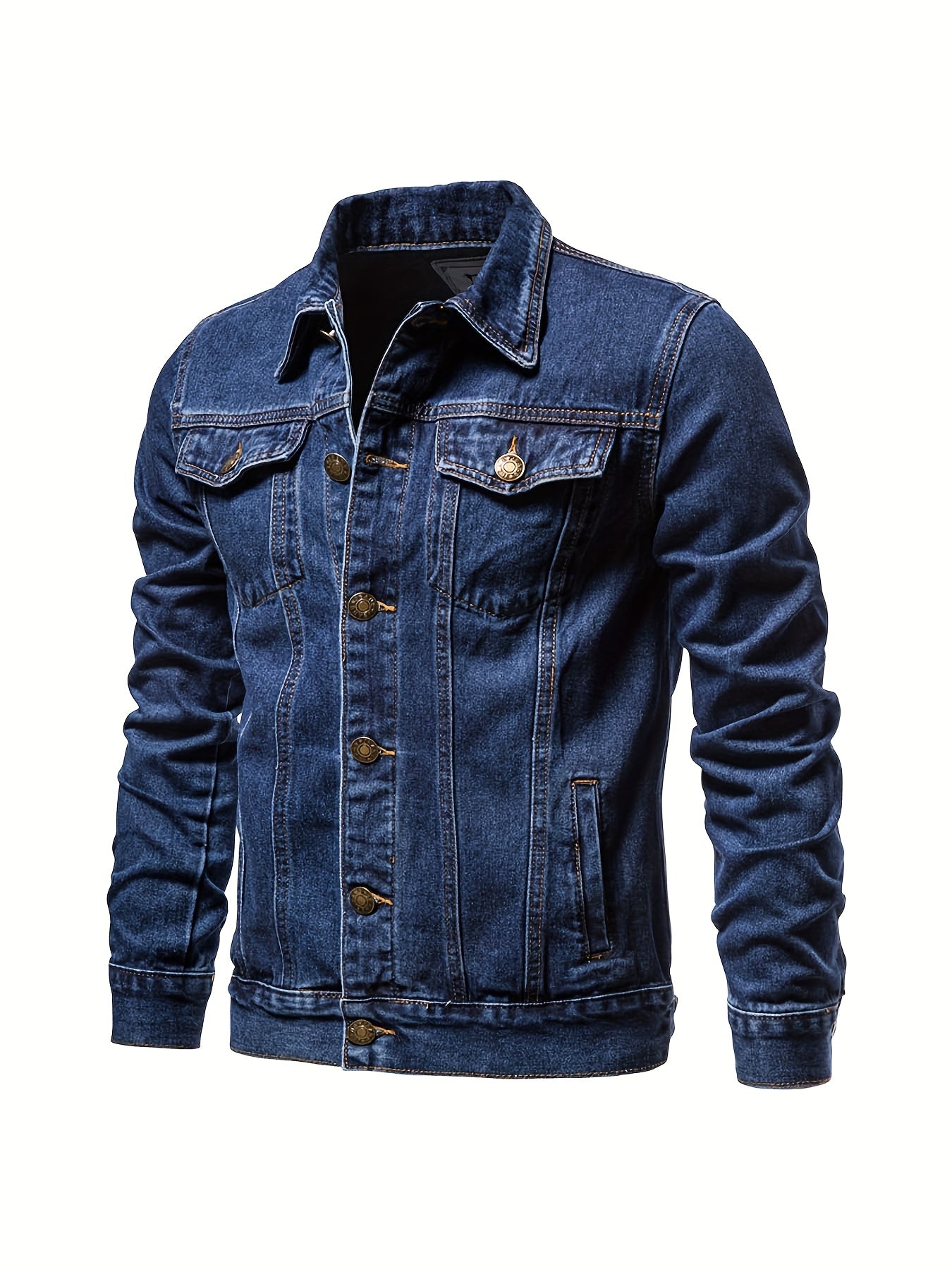 Mens Vintage Workwear Denim Jacket Featuring ExtendedUtility Chest Pockets Everyday
