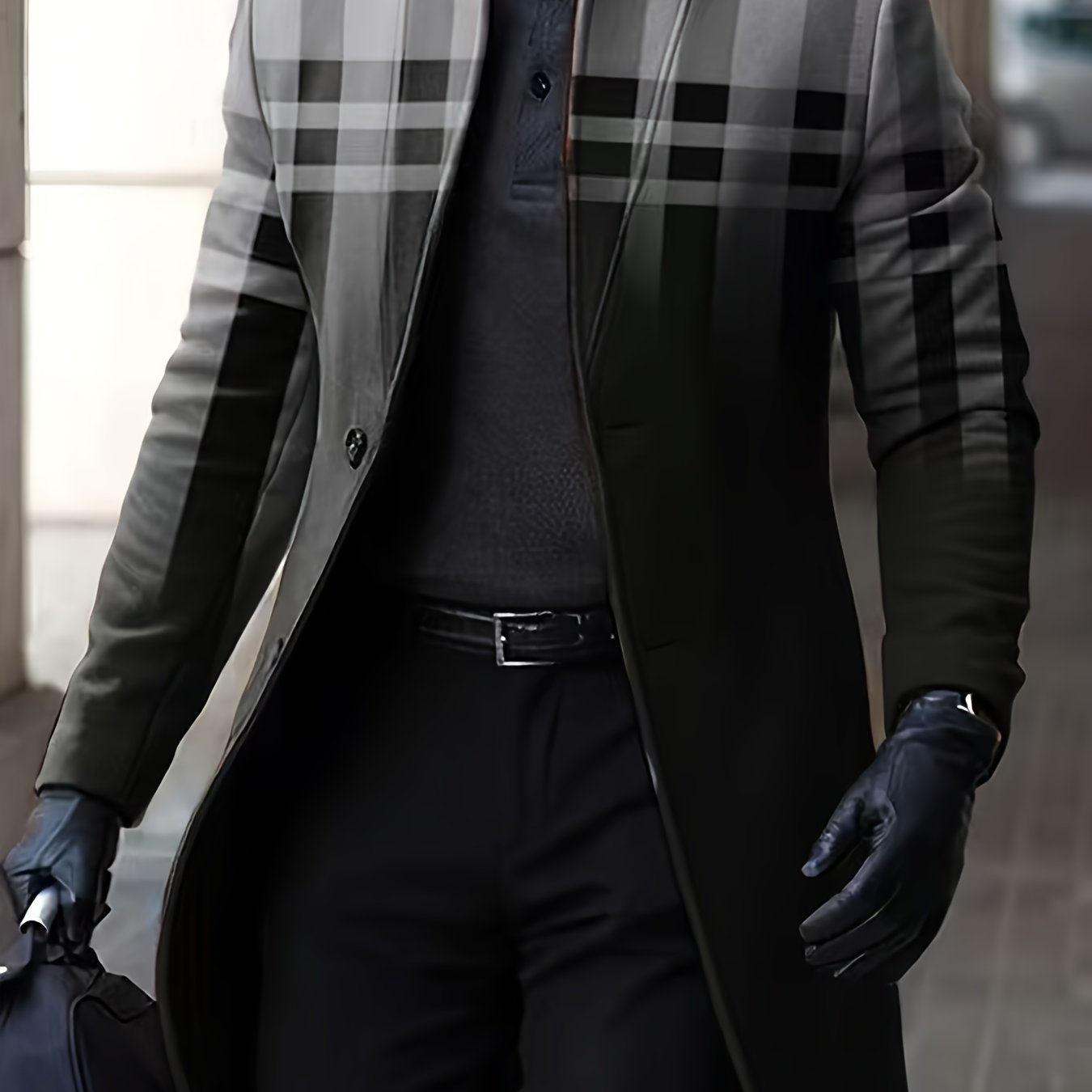 Men's Winter Windbreaker Jacket Stand Collar Coat Button Closure Machine Washable Outerwear Random Print