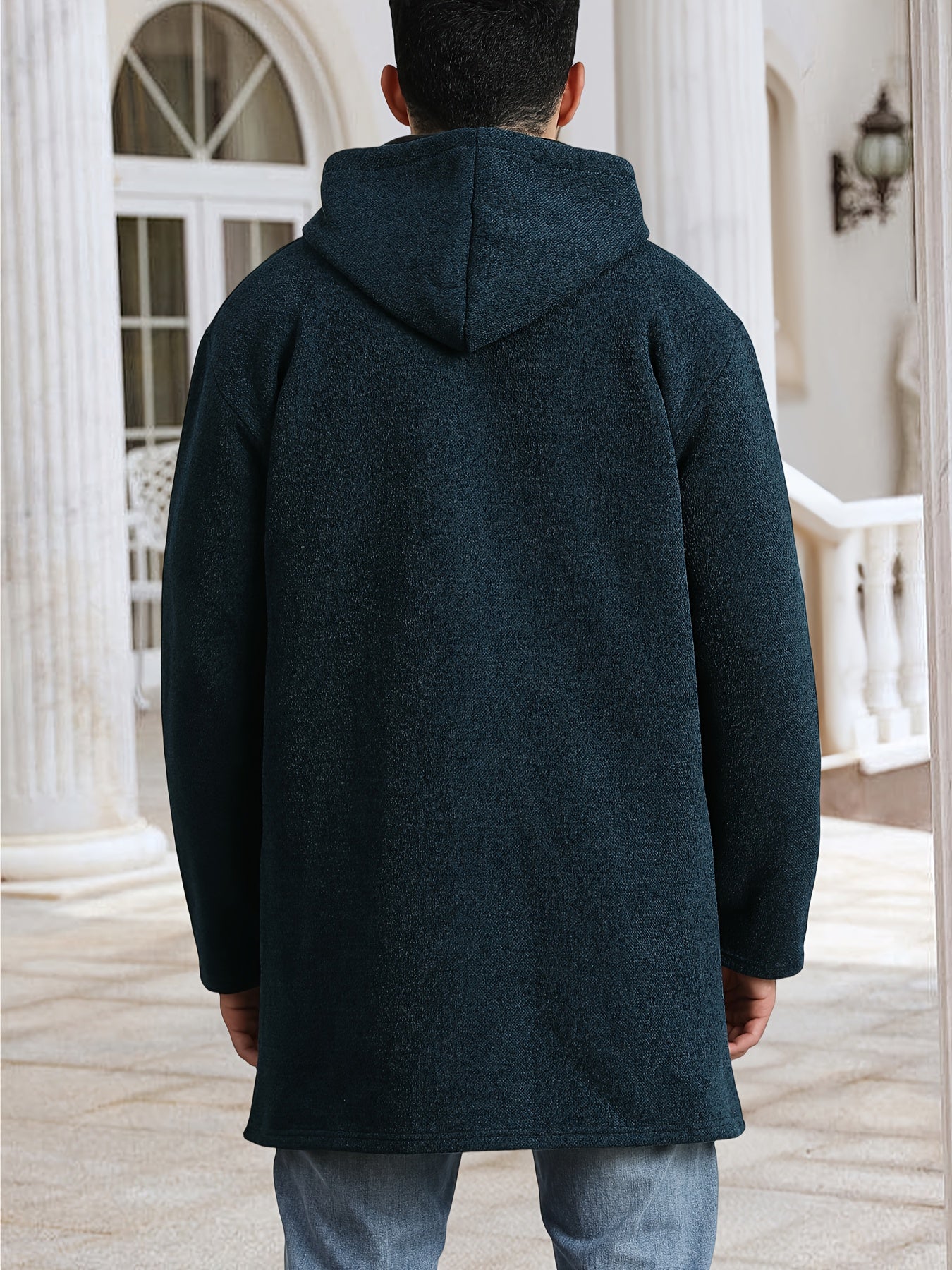 Men's Fleece Lined Zip Up Hoodie Jacket With Pockets Slim Fit Coat For Cold Weather Outerwear