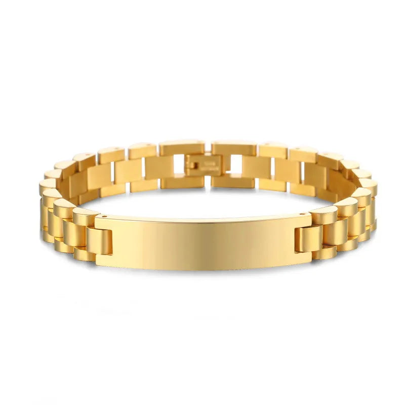 Personalized Nameplate Bracelets for Couples in Stainless Steel - Ky Ky Kiwi