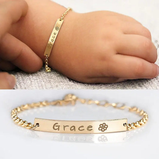 Personalized Gold Baby Name Bracelet for Kids and Toddlers - Ky Ky Kiwi
