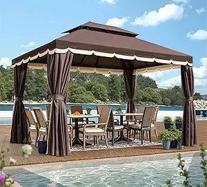 Outdoor Gazebo Canopy Tent with Mosquito Netting and Curtains - Ky Ky Kiwi