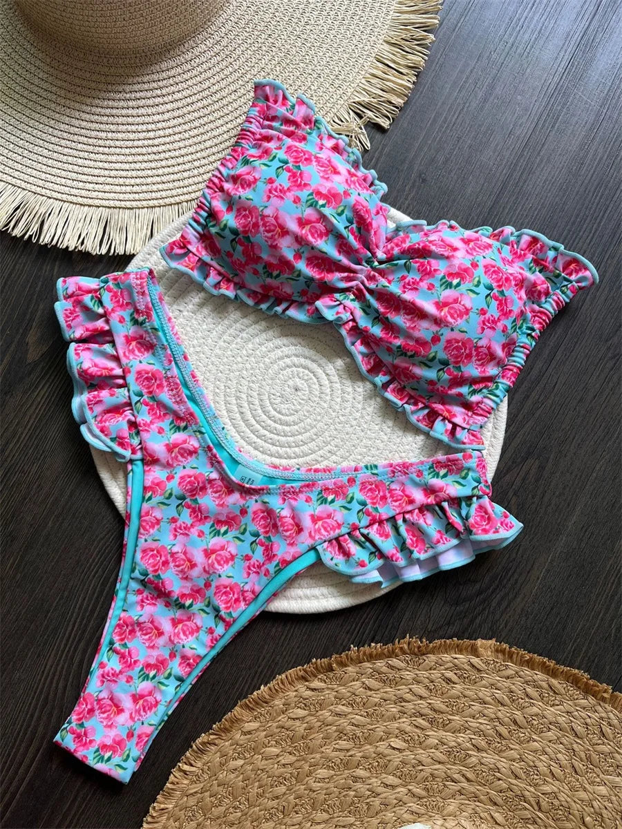 Stylish Women's Tropical Print Bikini Set for Summer Beach Fun - Ky Ky Kiwi