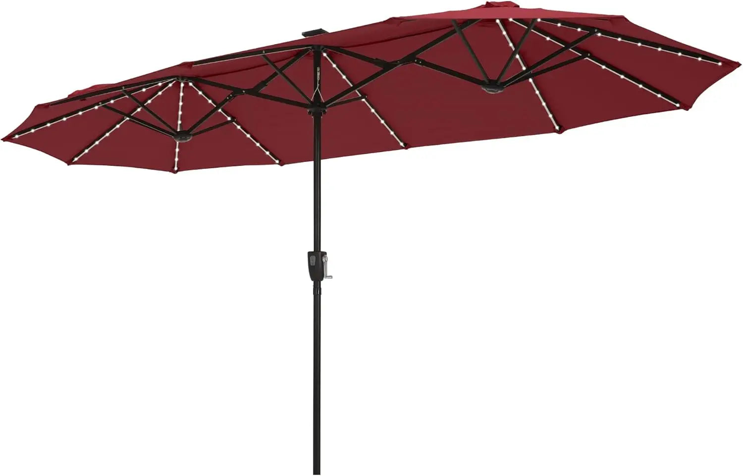 Double-Sided Patio Umbrella with Solar Lights for Outdoor Enjoyment - Ky Ky Kiwi