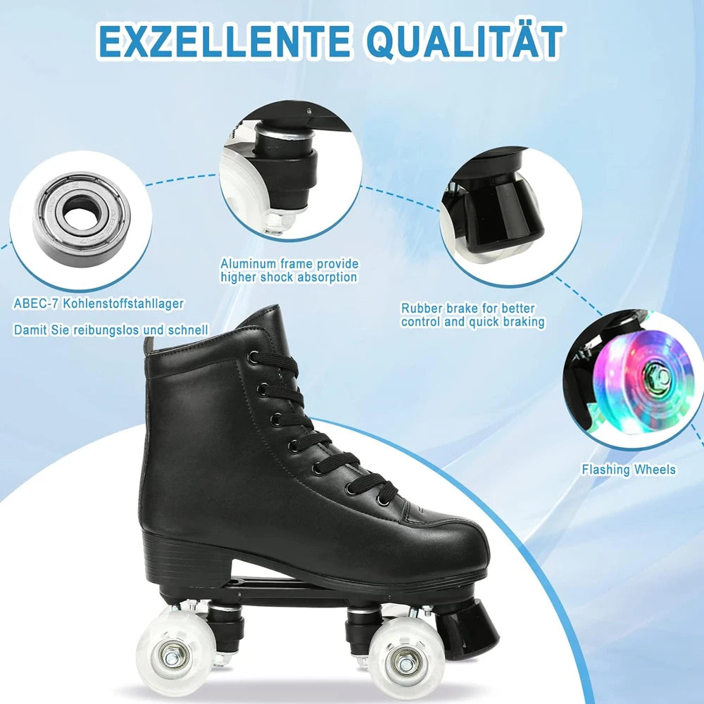 Light Up PU Leather Roller Skates for Fun Skating Adventures - Ky Ky Kiwi