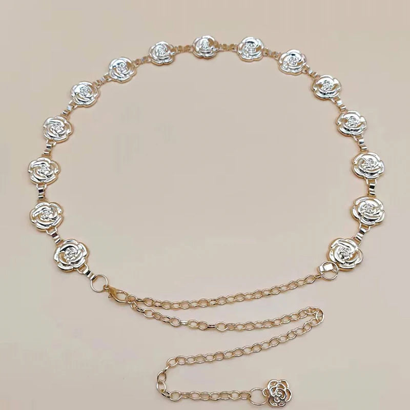 Gold and Silver Rose Chain Belt for Women Fashion Accessories - Ky Ky Kiwi