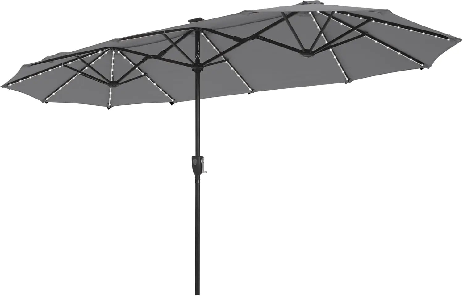 Double-Sided Patio Umbrella with Solar Lights for Outdoor Enjoyment - Ky Ky Kiwi