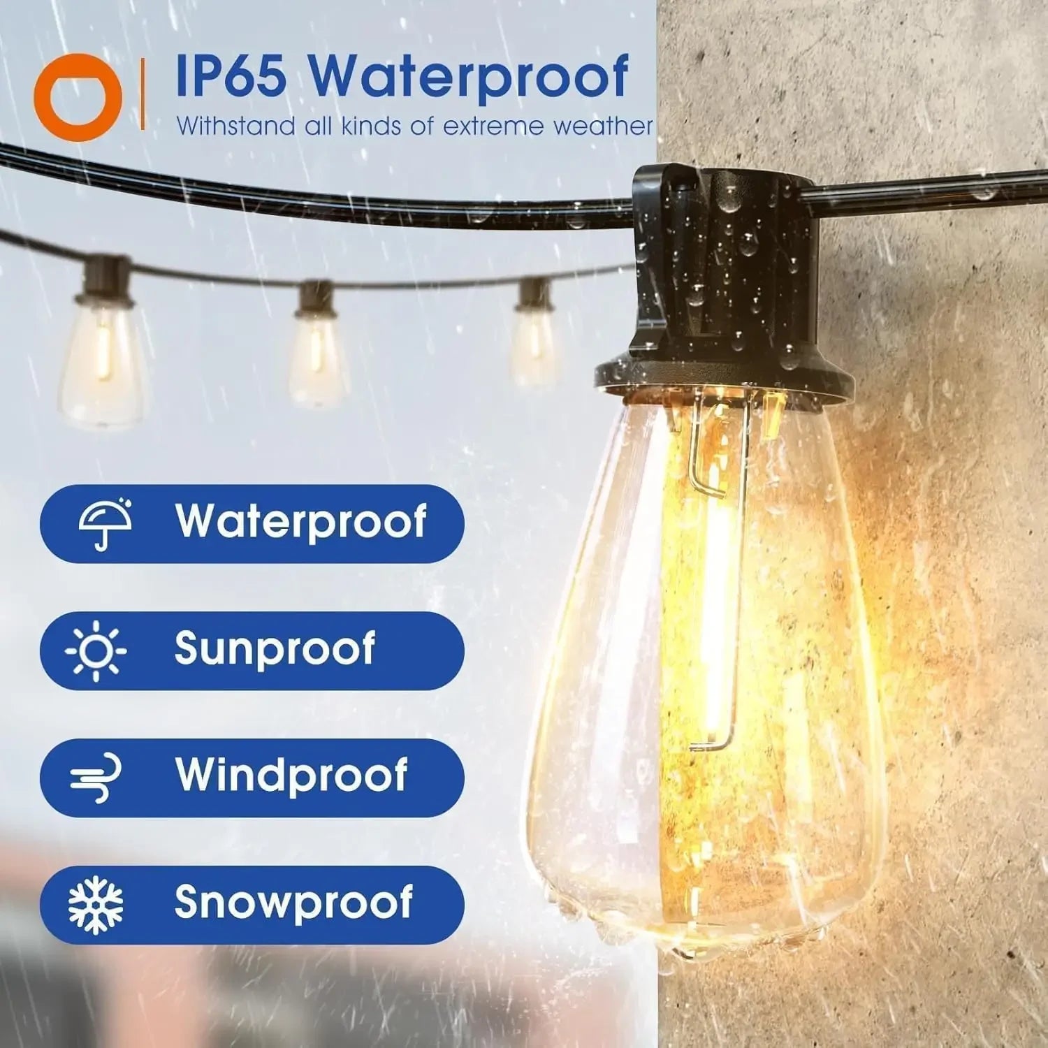 LED Outdoor String Lights Waterproof Dimmable Patio Hanging Lights - Ky Ky Kiwi