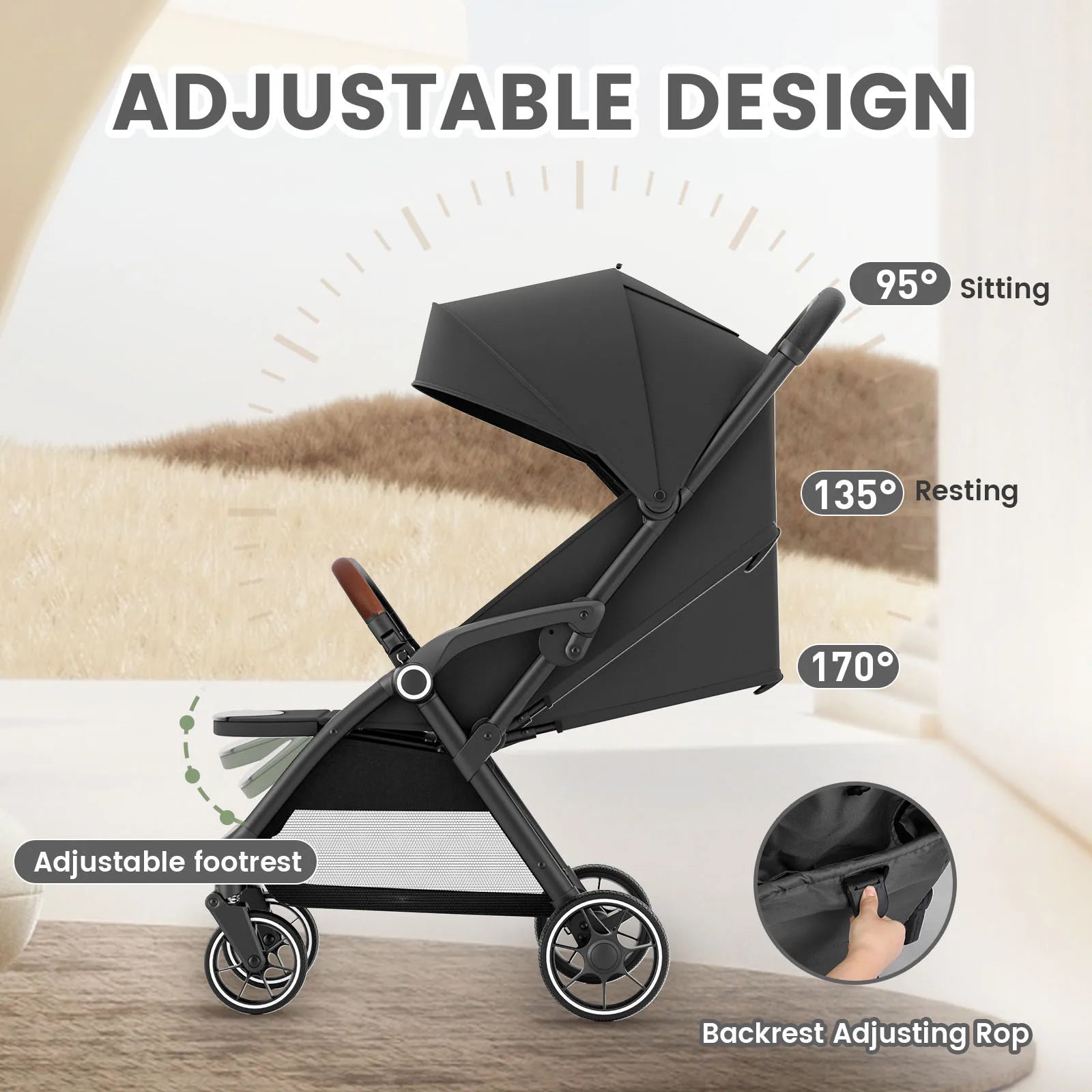 Luxury Foldable Portable Stroller for Newborns and Toddlers - Ky Ky Kiwi