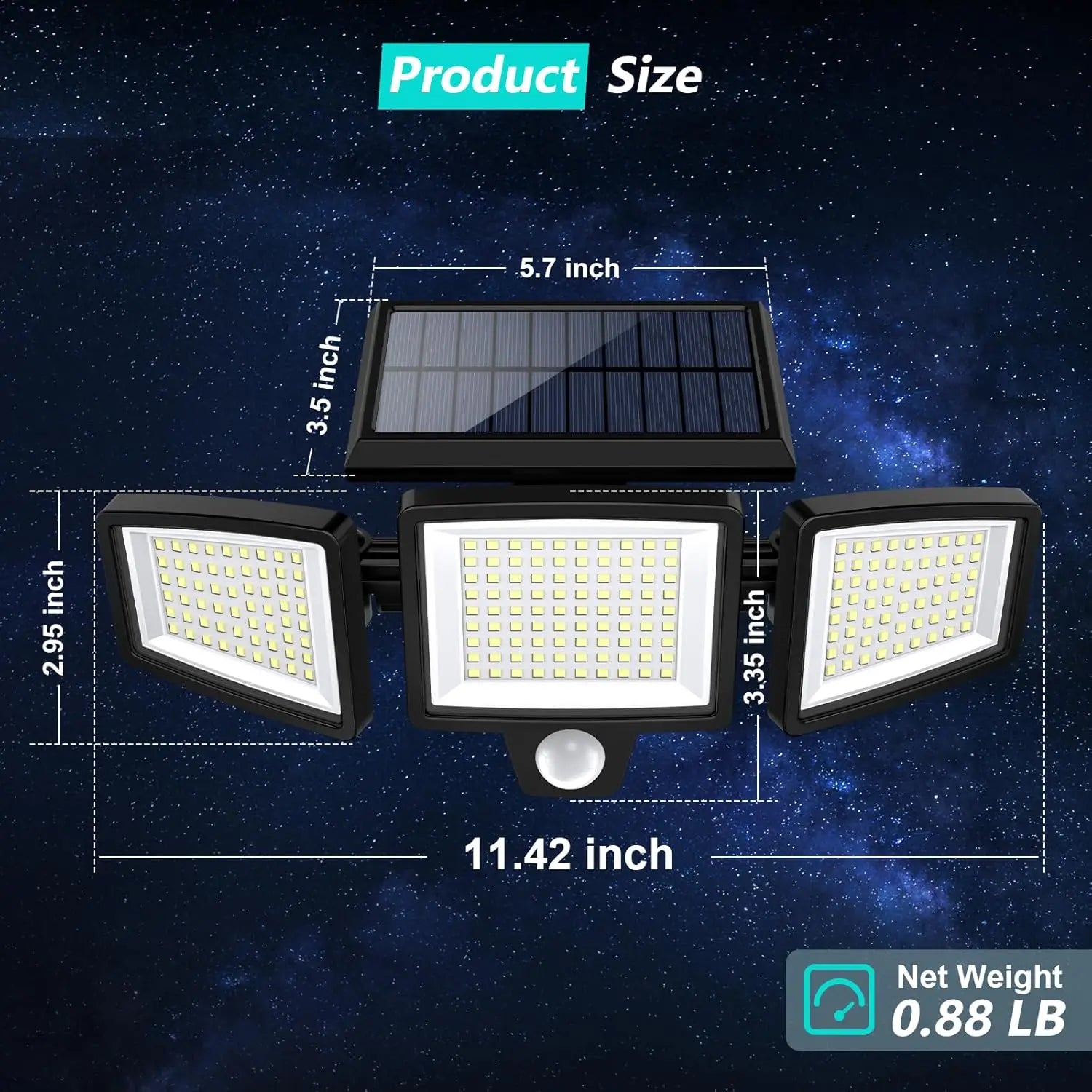 Outdoor Solar Motion Sensor Triple Head Security Light - Ky Ky Kiwi