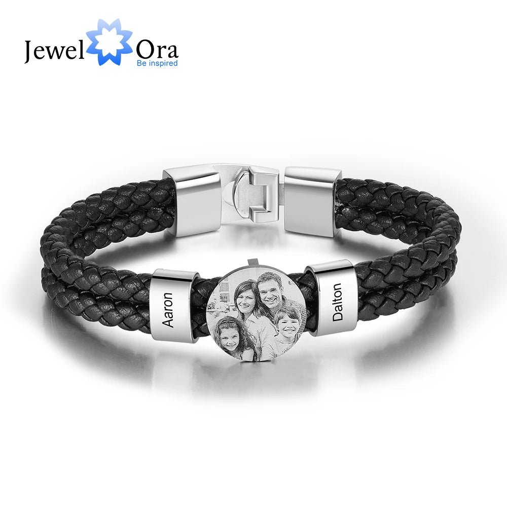 Personalized Leather Bracelets for Men with Custom Name Charms - Ky Ky Kiwi