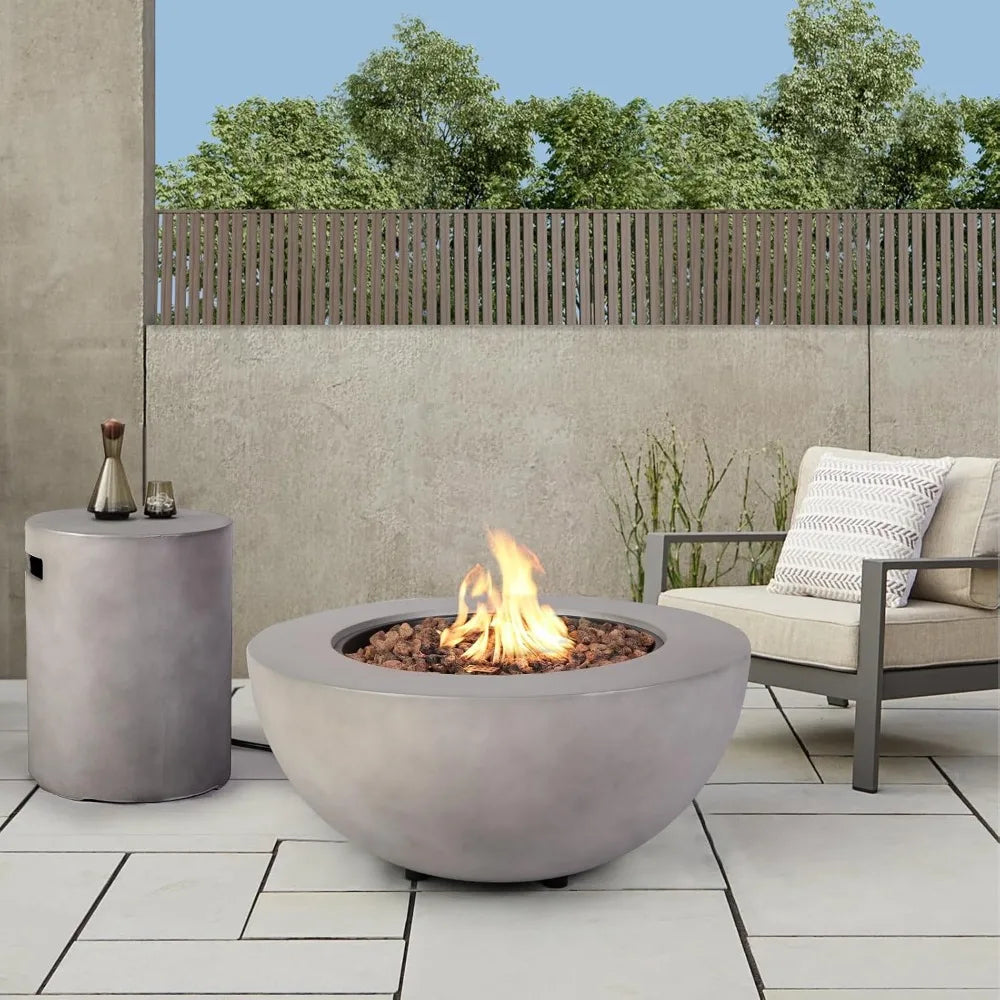 2-Piece Outdoor Propane Fire Pit Table Set with Tank Cover - Ky Ky Kiwi