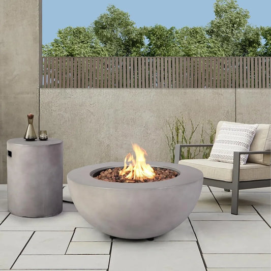 2-Piece Outdoor Propane Fire Pit Table Set with Tank Cover - Ky Ky Kiwi