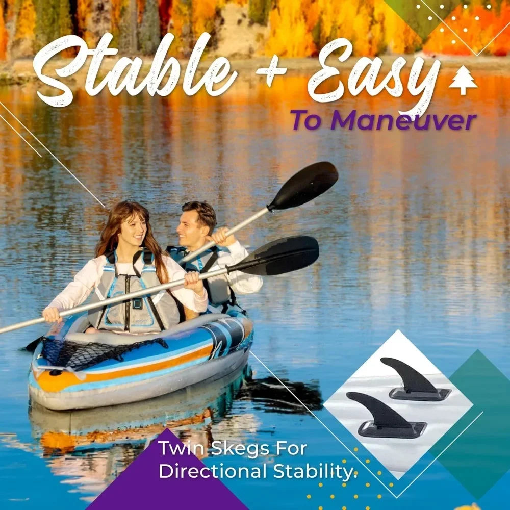 Inflatable Tandem Kayak with Oars for Outdoor Water Adventures - Ky Ky Kiwi