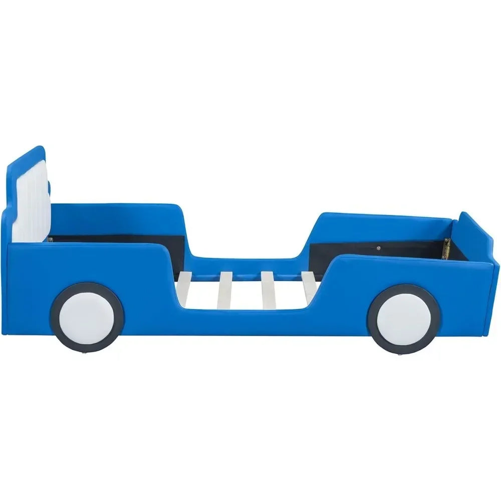 Race Car PU Leather Bed Frame for Kids - Ky Ky Kiwi