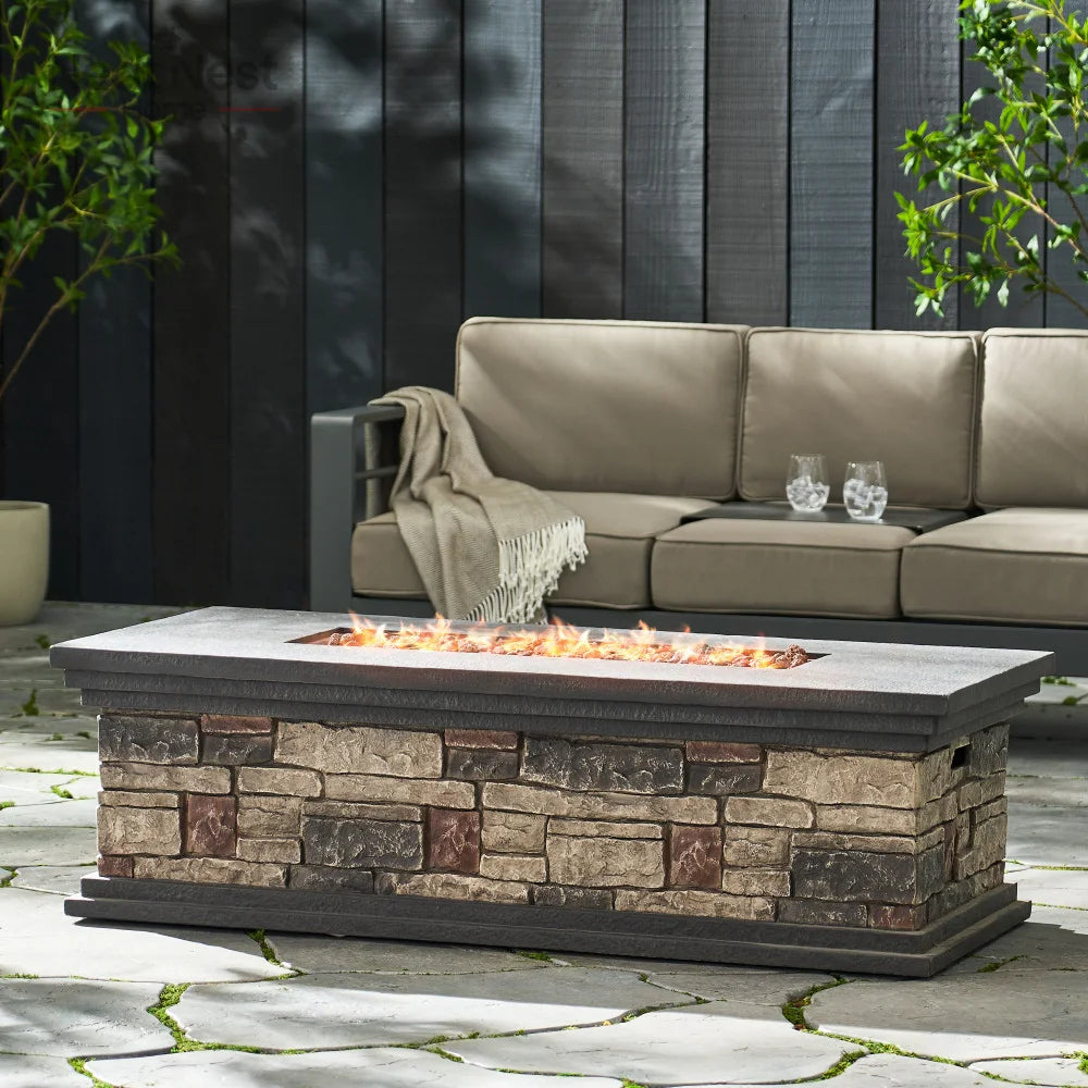 Rectangular Outdoor Concrete Fire Pit for Cozy Gatherings - Ky Ky Kiwi