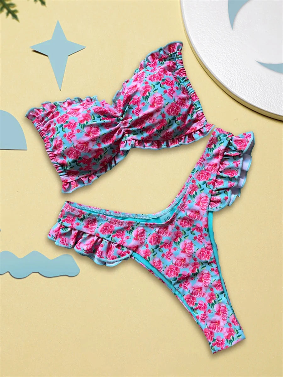 Stylish Women's Tropical Print Bikini Set for Summer Beach Fun - Ky Ky Kiwi