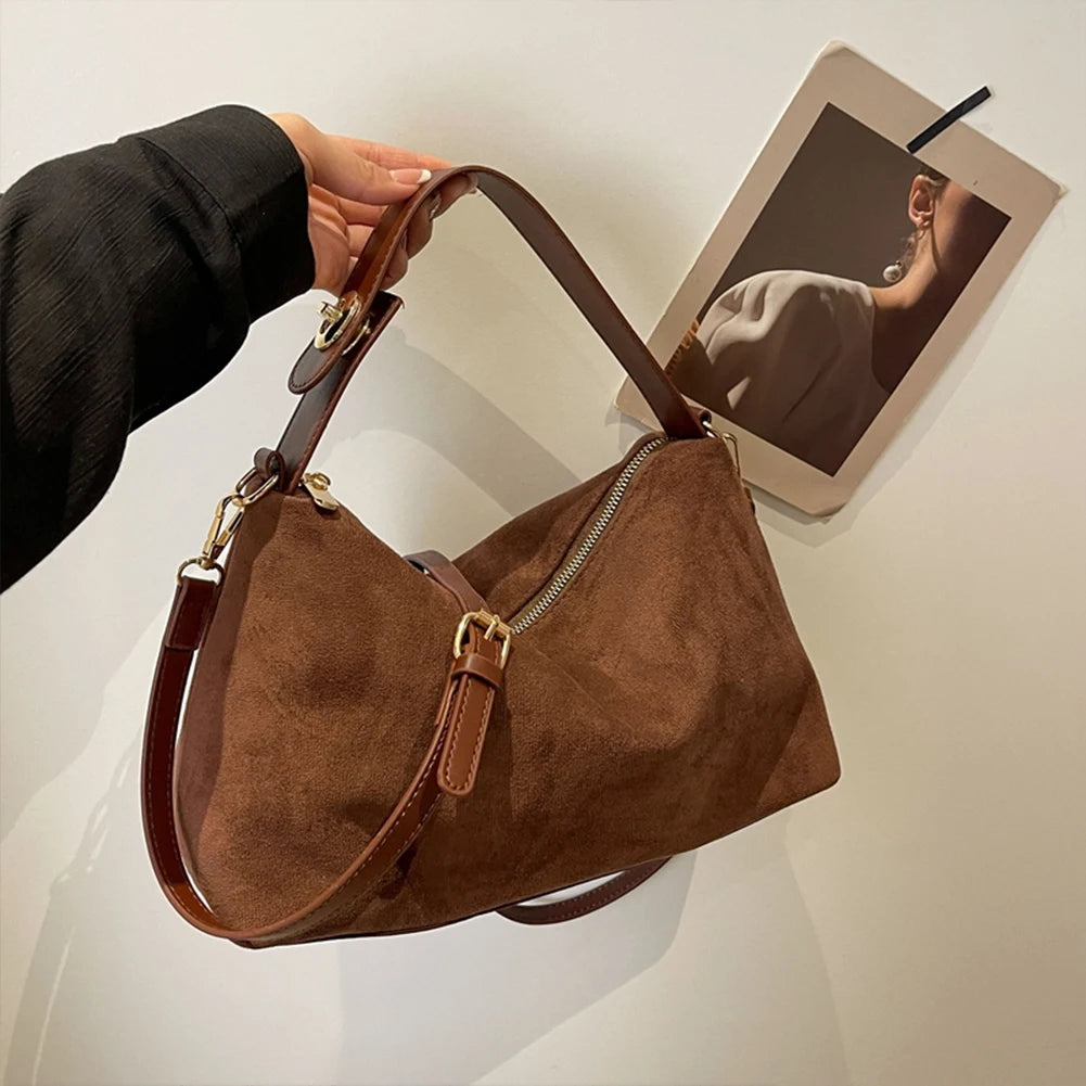 Fashionable Suede Leather Boston Tote Bag for Women - Ky Ky Kiwi