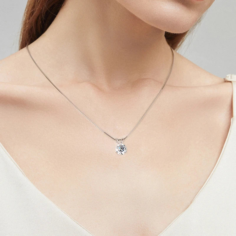 Moissanite Pendant Necklace in 925 Silver for Women Gift - Ky Ky Kiwi