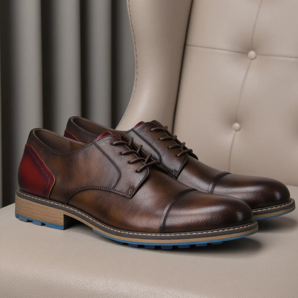 Retro Casual Leather Derby Shoes for Men - Ky Ky Kiwi