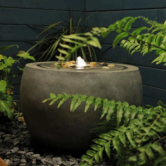 Outdoor Water Fountain With Lights And Pebbles For Gardens - Ky Ky Kiwi