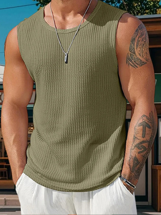 Men's Ribbed Knit Tank Tops for Casual Workout and Style - Ky Ky Kiwi