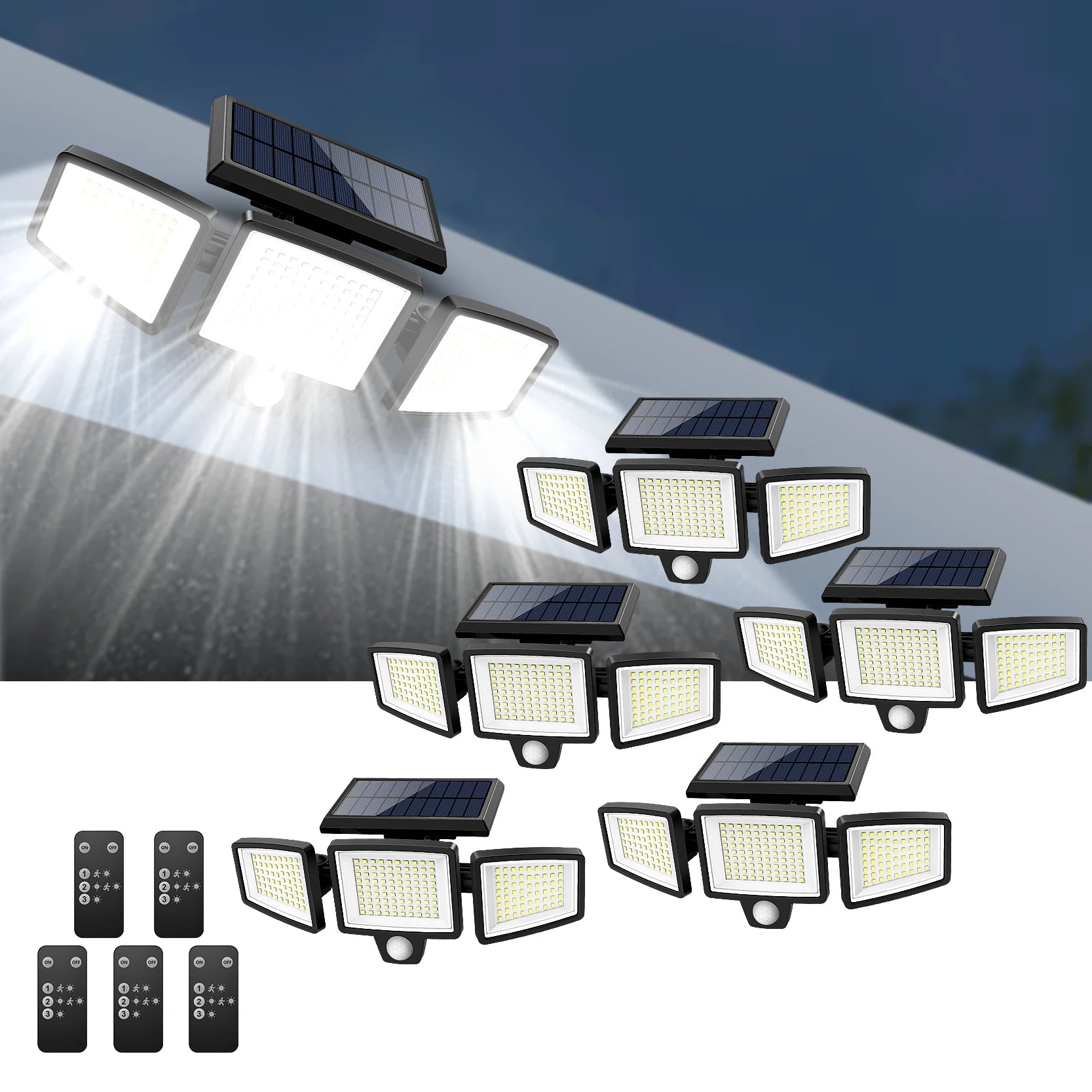Outdoor Solar Motion Sensor Triple Head Security Light - Ky Ky Kiwi