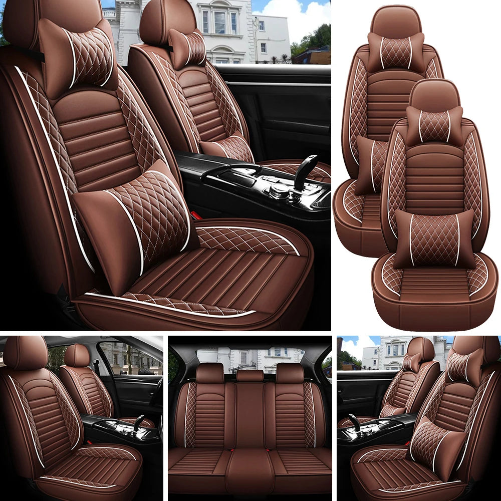 PU Leather Universal Car Seat Covers Full Set Protection - Ky Ky Kiwi