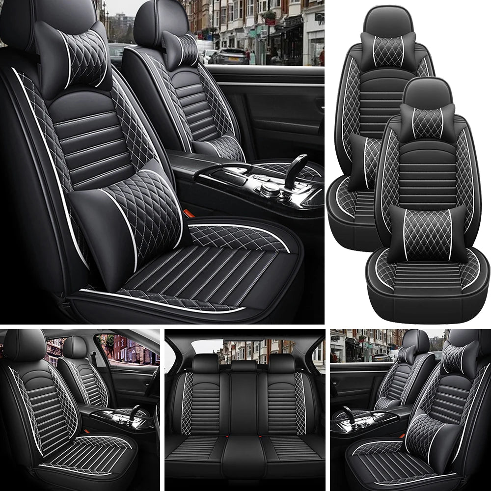 PU Leather Universal Car Seat Covers Full Set Protection - Ky Ky Kiwi