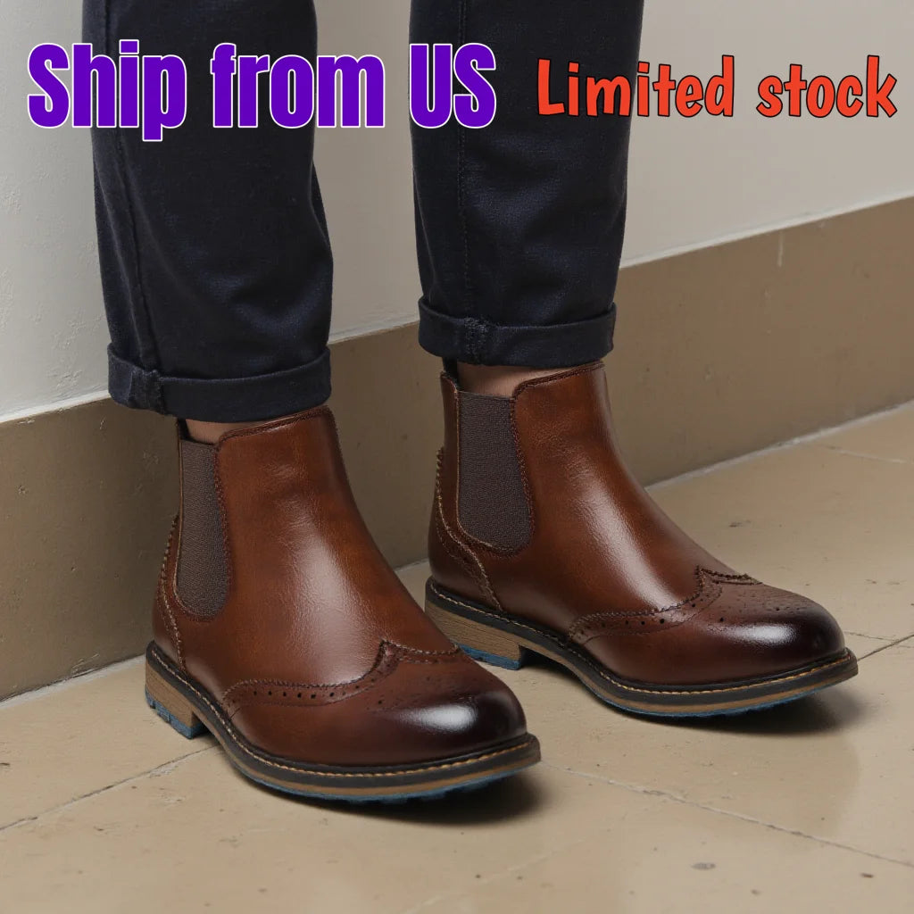 Classical Brogue Chelsea Boots for Stylish Men - Ky Ky Kiwi