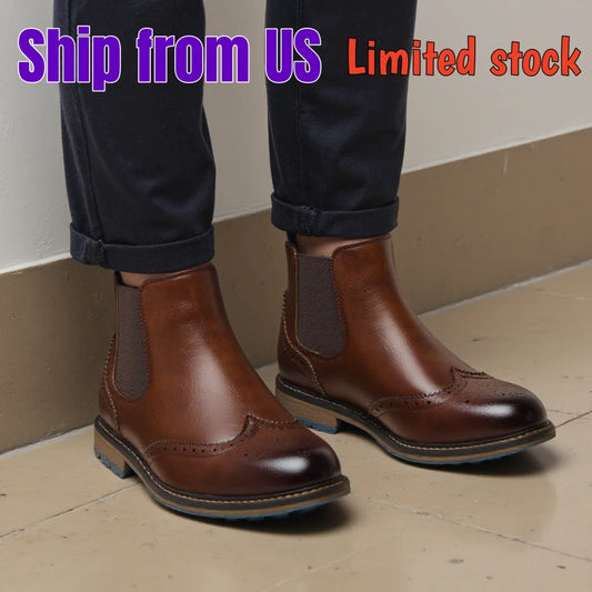 Classical Brogue Chelsea Boots for Stylish Men - Ky Ky Kiwi