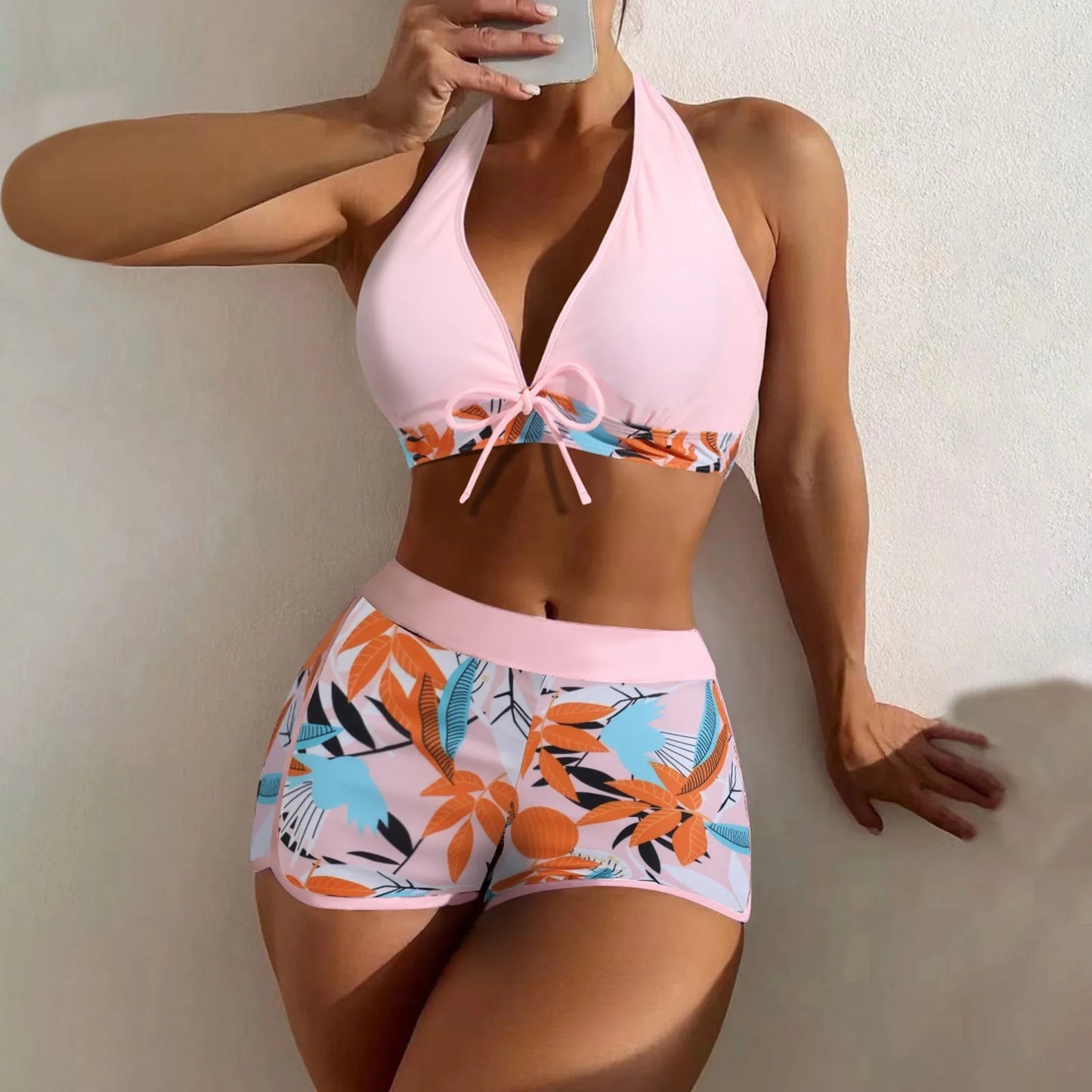 High Waist Plant Print Bikini Set for Women Beachwear - Ky Ky Kiwi