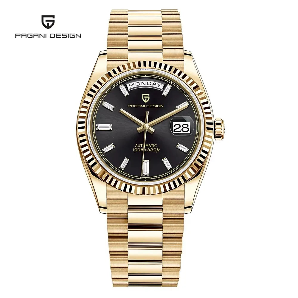 PAGANI DESIGN Men's Watches Rose Gold Luxury Mechanical Automatic Watch For Men Calendar Week Waterproof Sapphire Mirror Clock