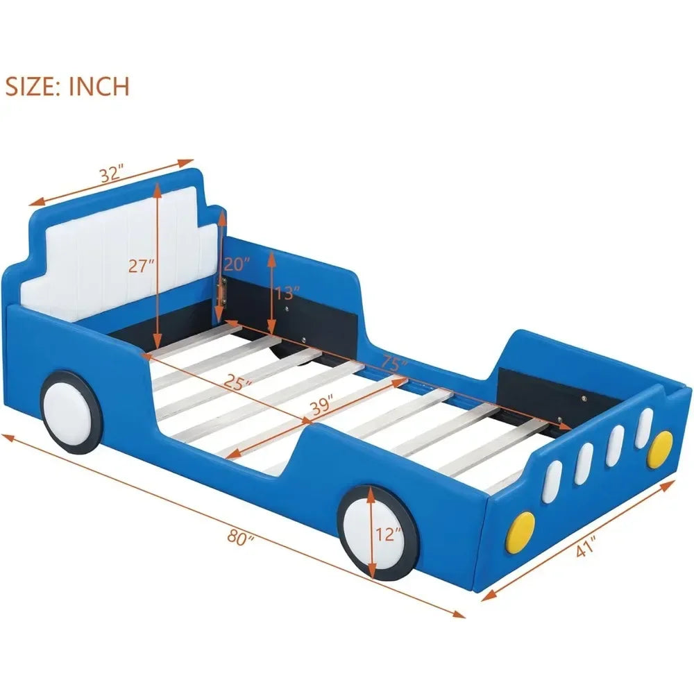 Race Car PU Leather Bed Frame for Kids - Ky Ky Kiwi